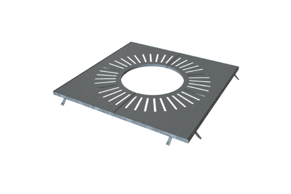 Grille d'arbre en acier galvanisé, protège le système racinaire tout en permettant la circulation de l'eau et de l'air.