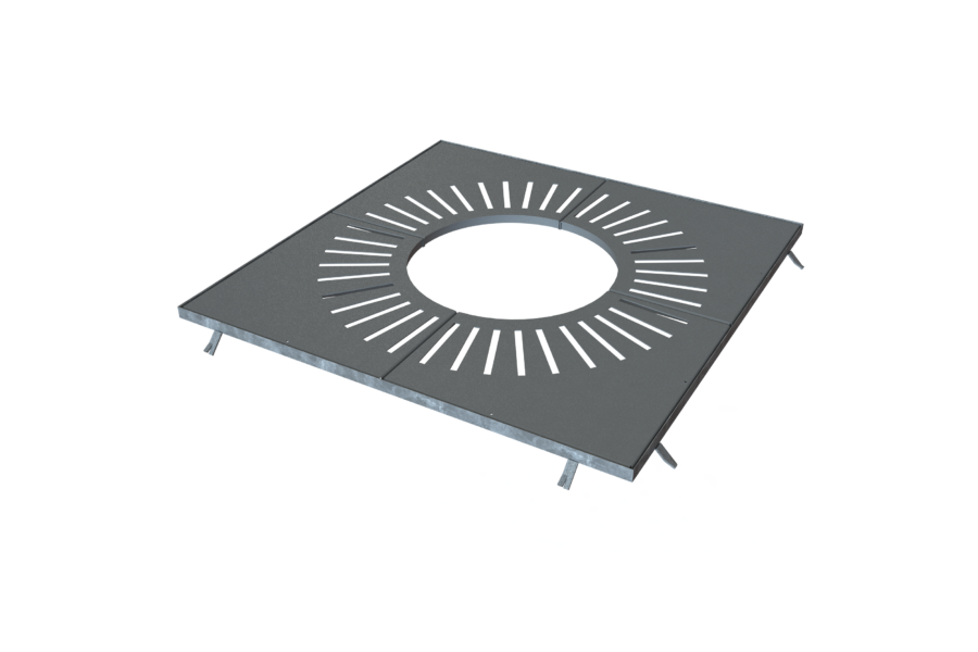 Grille d'arbre en acier galvanisé, protège le système racinaire tout en permettant la circulation de l'eau et de l'air.