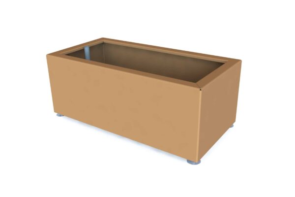 Jardinière rectangle en acier galvanisé résistante aux intempéries, idéale pour jardins et terrasses.