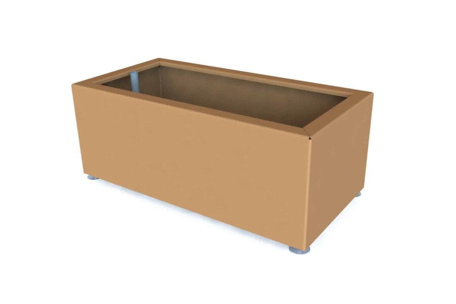 Jardinière rectangle en acier galvanisé résistante aux intempéries, idéale pour jardins et terrasses.