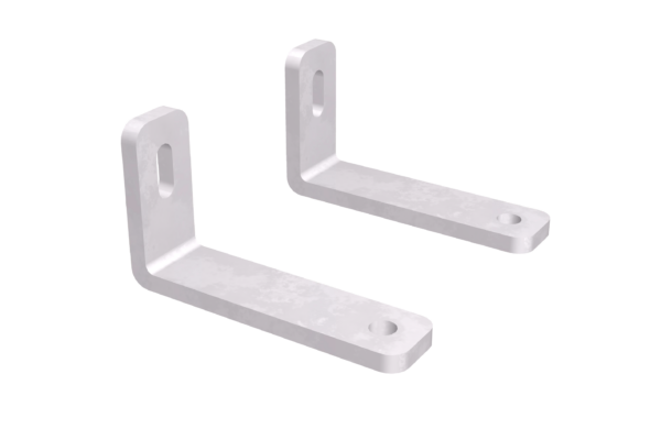 Pattes de fixation métalliques pour échelle installées sur un support horizontal ou vertical