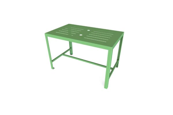 Table de pique-nique en acier galvanisé résistante aux intempéries et idéale pour les parcs et jardins.