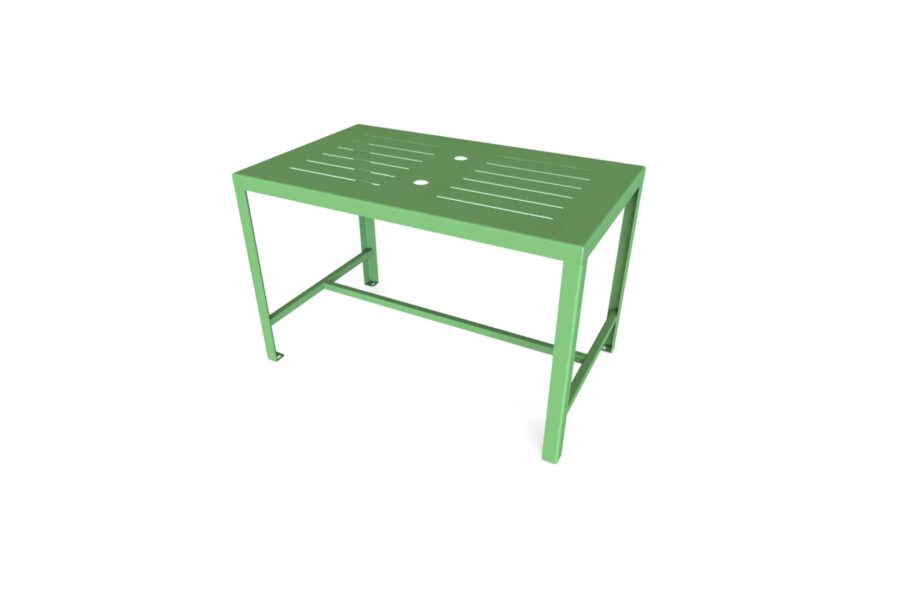 Table de pique-nique en acier galvanisé résistante aux intempéries et idéale pour les parcs et jardins.